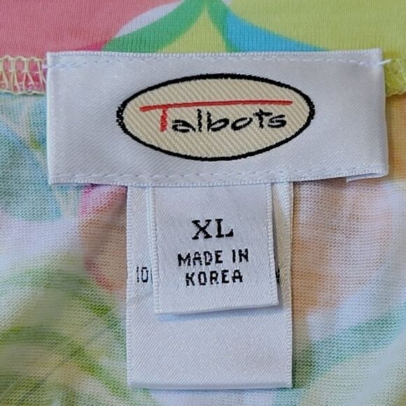 Vintage Talbots Multi Color Retro Print Scoop Neck Short Sleeve T-shirt Size XL - Picture 5 of 8